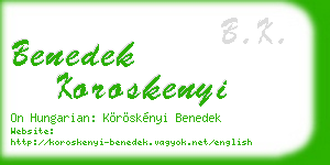 benedek koroskenyi business card