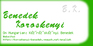 benedek koroskenyi business card